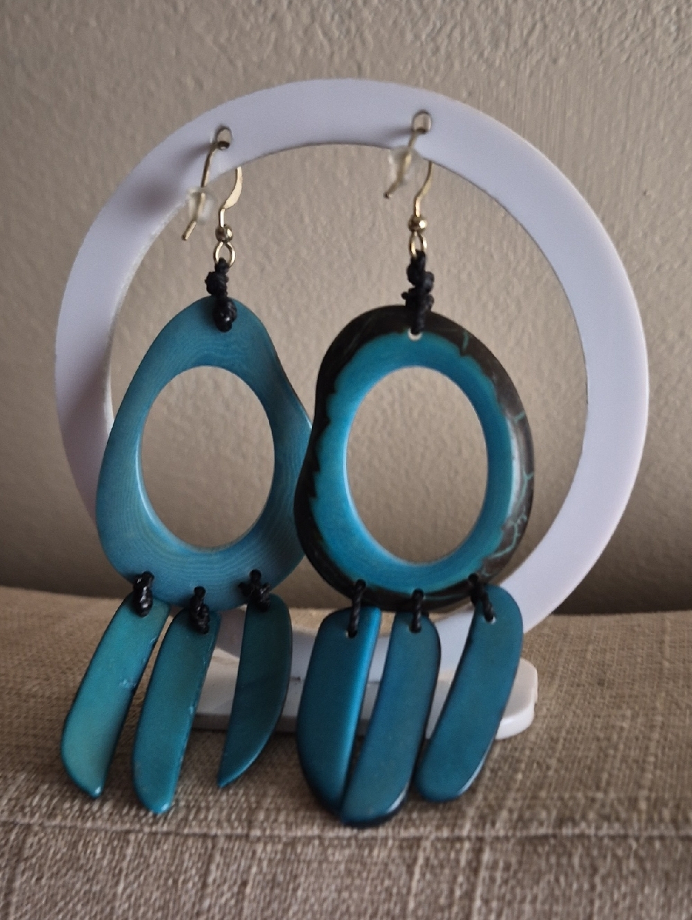 Tagua Turquoise Handcrafted dangle hanging Earrings New